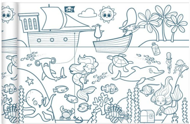 Rouleau de papier à colorier Graffy Roll - Pirates et sirènes - 35 cm x 5 m