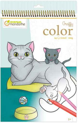 [ChC004] Carnet de coloriage Graffy Color - Animaux de compagnie - 24 feuilles