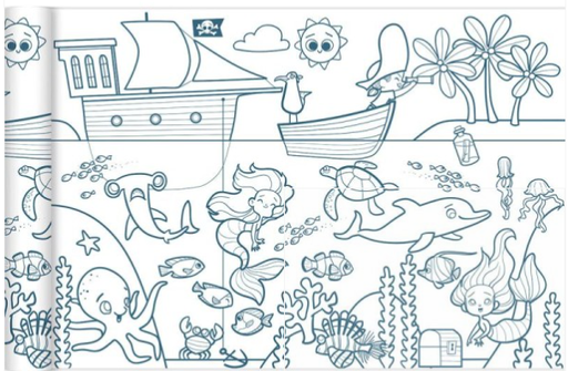 [Ro001] Rouleau de papier à colorier Graffy Roll - Pirates et sirènes - 35 cm x 5 m