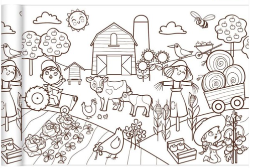 [Ro002] Rouleau de papier à colorier Graffy Roll - Le petit monde agricole - 35 cm x 5 m