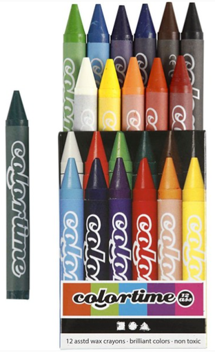 [CC001] Crayons à la cire - Multicolores - 12 pcs